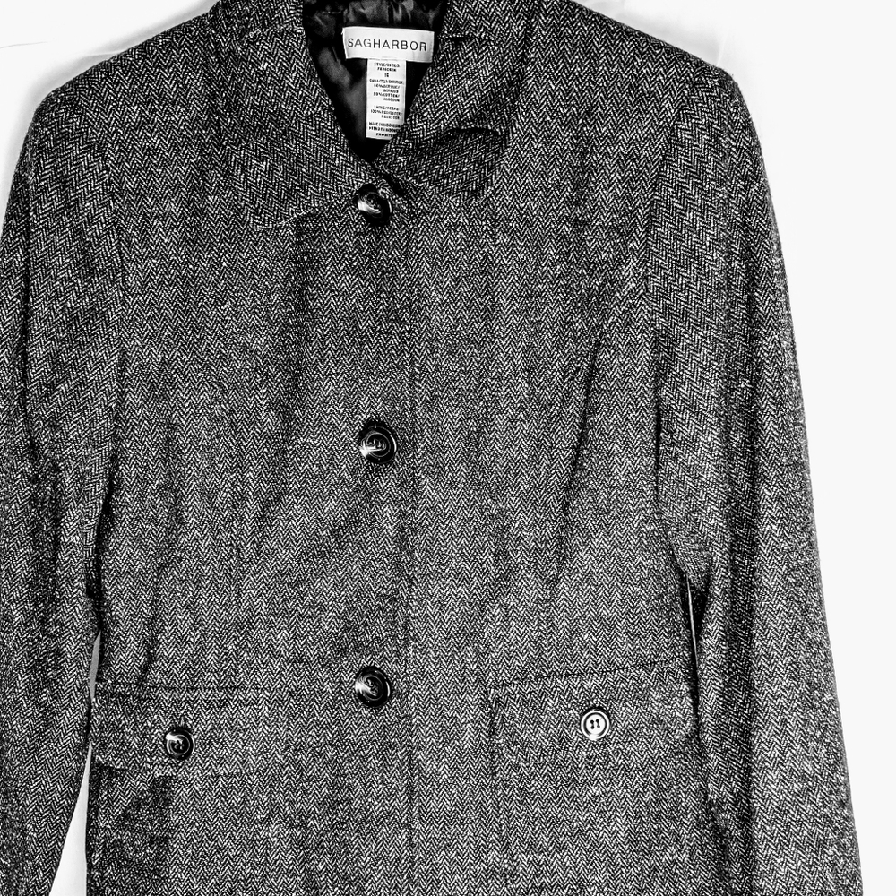 Sag Harbor textured career blazer jacket. Vegan.